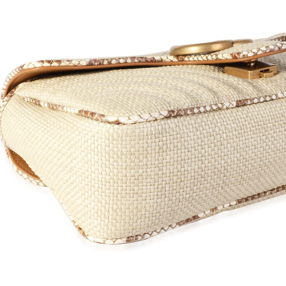 Gucci Matelass Raffia & Python Trim Gg Marmont Sm… - image 6